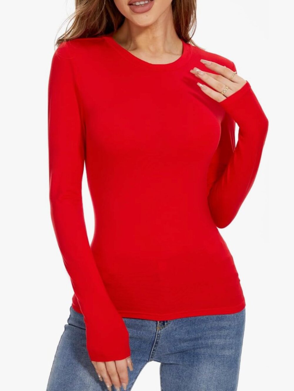 Urvicor Womens Long Sleeve Crewneck Slim fit T Shirts XL Casual Fall Basic